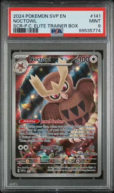 PSA 9 Noctowl Pokemon Center Stamped ETB Promo Stellar Crown